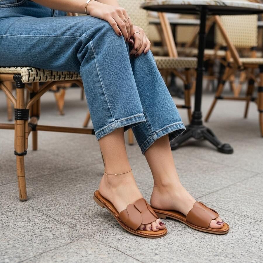 OH MY SANDALS Slippers cognac Leer Dames