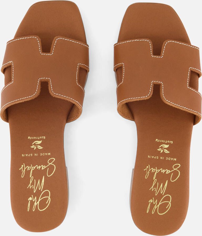 OH MY SANDALS Slippers cognac Leer Dames - Foto 4