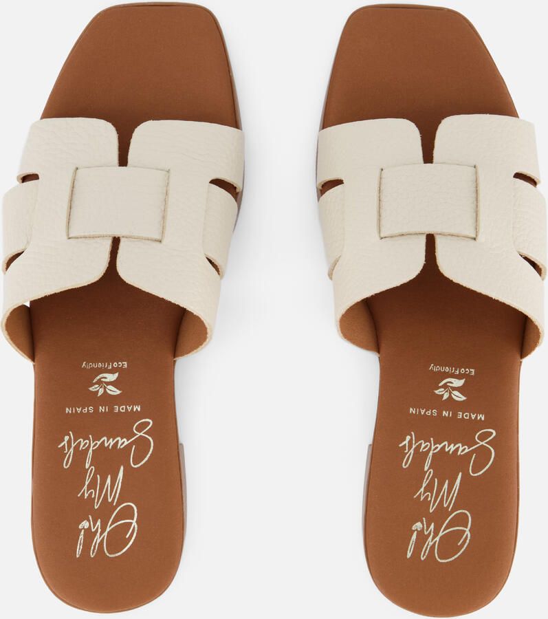 Oh My Sandals Slippers wit Leer - Foto 3