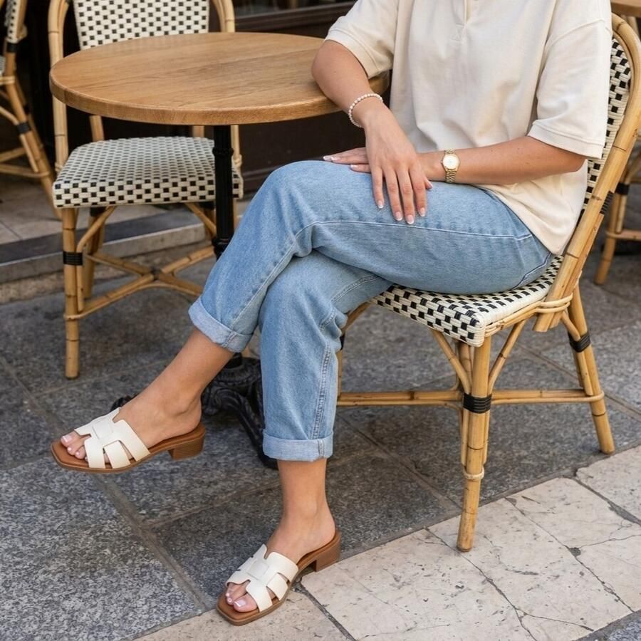 Oh My Sandals Slippers wit Leer