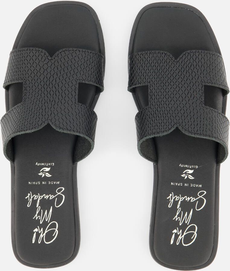 OH MY SANDALS Slippers zwart Leer - Foto 3