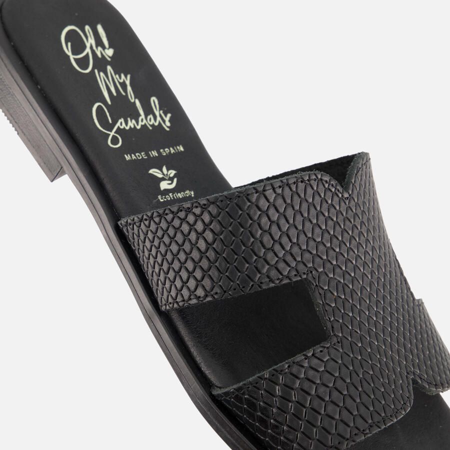OH MY SANDALS Slippers zwart Leer - Foto 2
