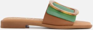 OH MY SANDALS Slippers groen Leer