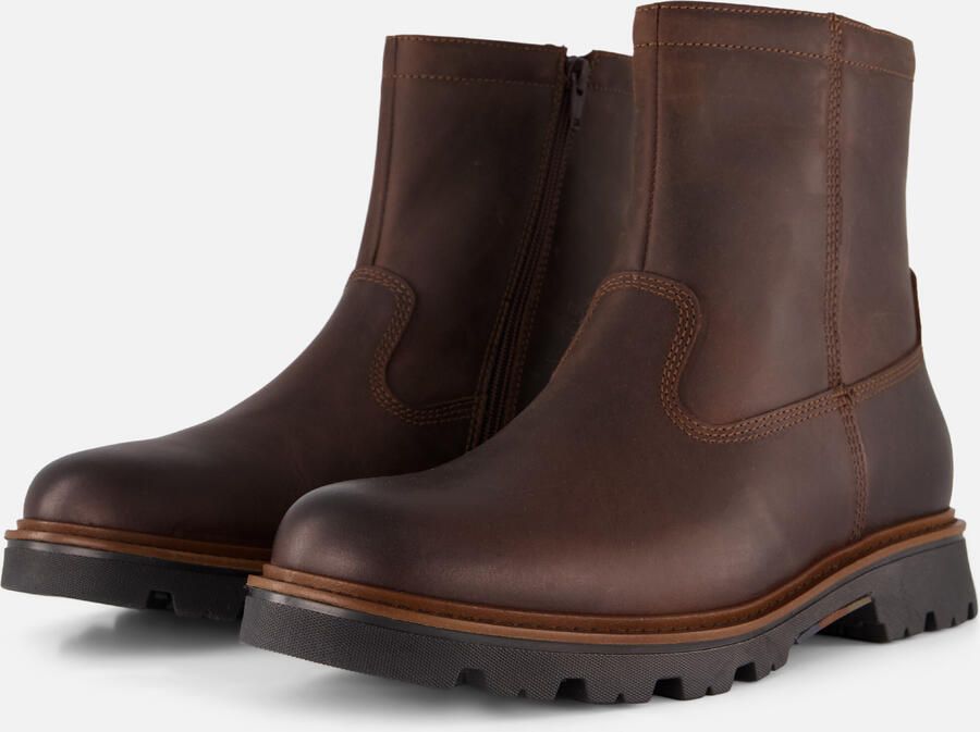 Outfielder Boots Met Rits bruin Leer