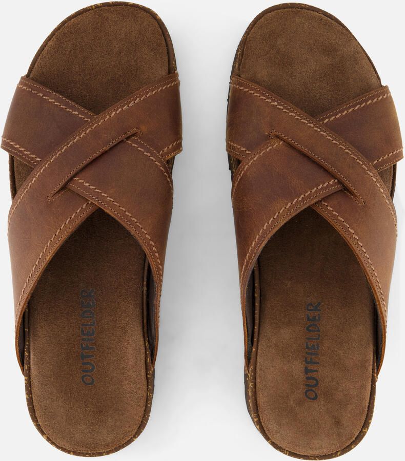 Outfielder Slippers bruin Leer - Foto 3