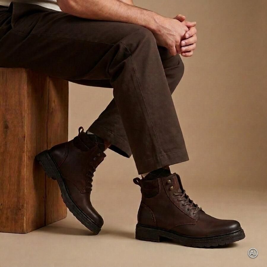 Outfielder Veterboots bruin Leer Heren