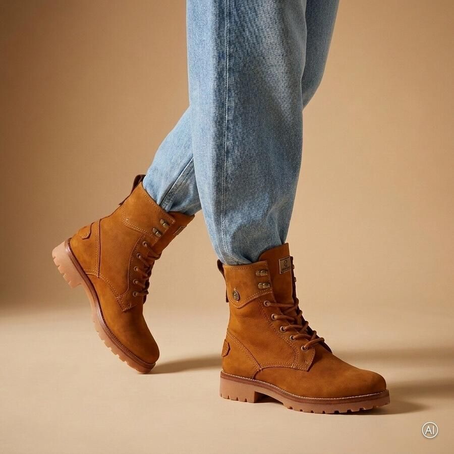 Panama Jack Benissa B1 Veterboots Warm Cognac Nubuck Dames Warm Cogna