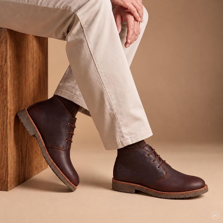 PANAMA JACK Gael C9 Nappa Grass Castagño Chestnut Bruin Leer Casual veterschoenen Heren