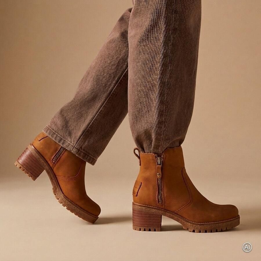 Panama Jack Pauline B20 enkellaarzen Warm Cognac Nubuck Dames Warm Cogna