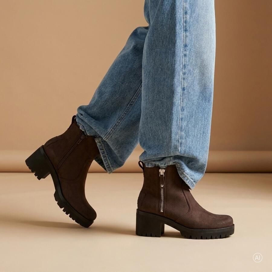 Panama Jack Pauline B22 Velour Grass Dames enkellaars Marron