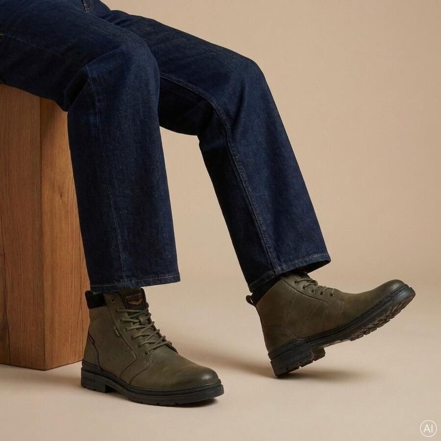P.M.E. Tarmac DB-10 Green E00 Hoge Veterschoenen Groen Leer Heren