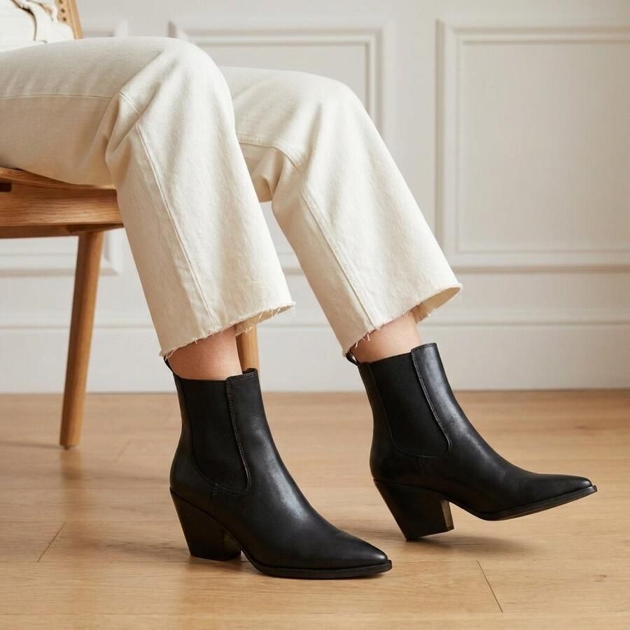 POSH by Poelman Chelsea boots met hak zwart Pu Dames