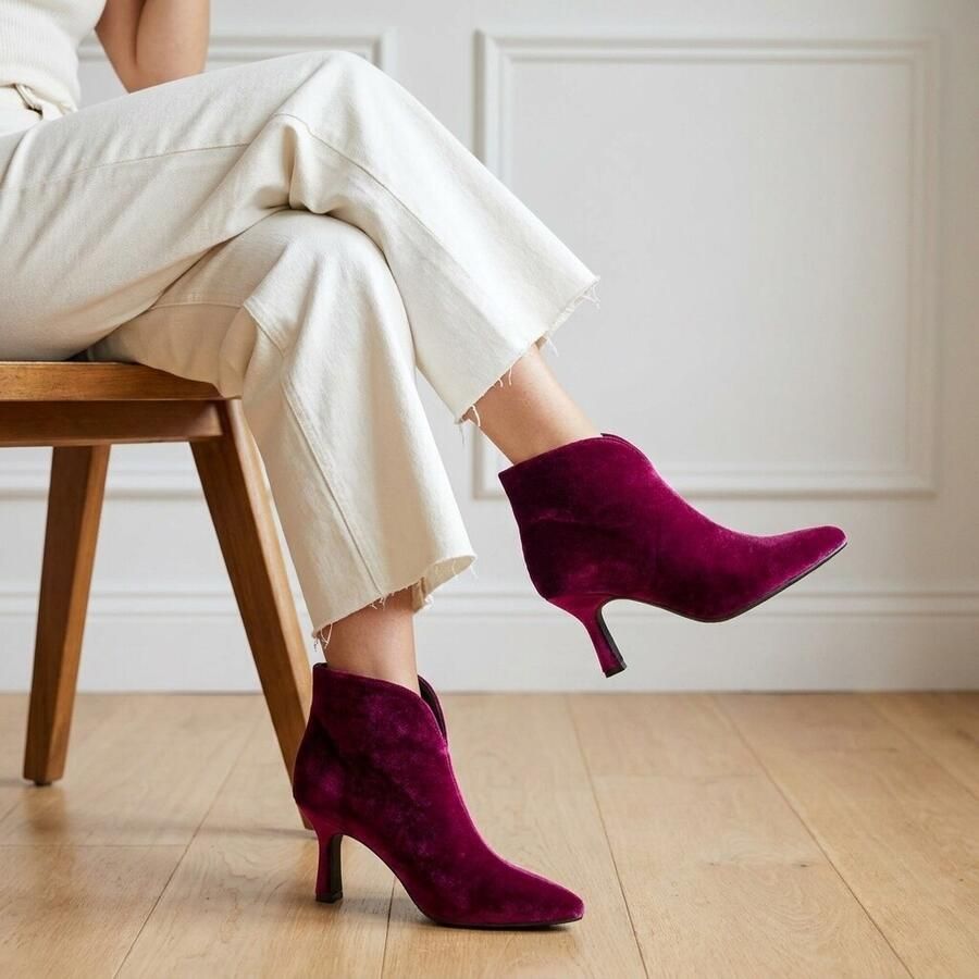 POSH by Poelman Enkellaarsjes bordeaux Textiel Dames