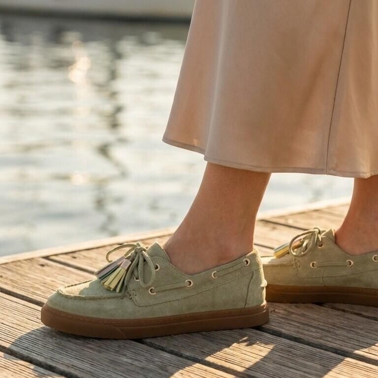 POSH by Poelman Posh Bootschoen Instappers groen Suède - Foto 3