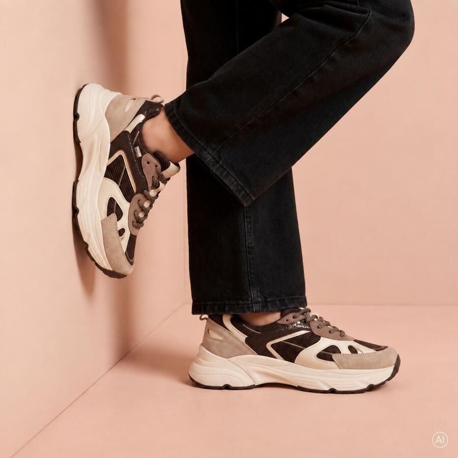 POSH by Poelman Posh Exclusief Sneakers beige Combi Dames
