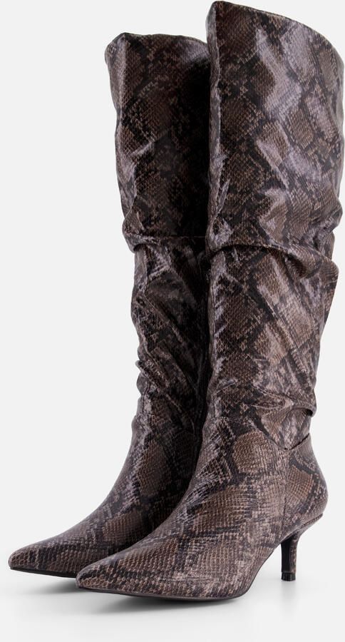 POSH by Poelman Posh Lange Laarzen Snake bruin