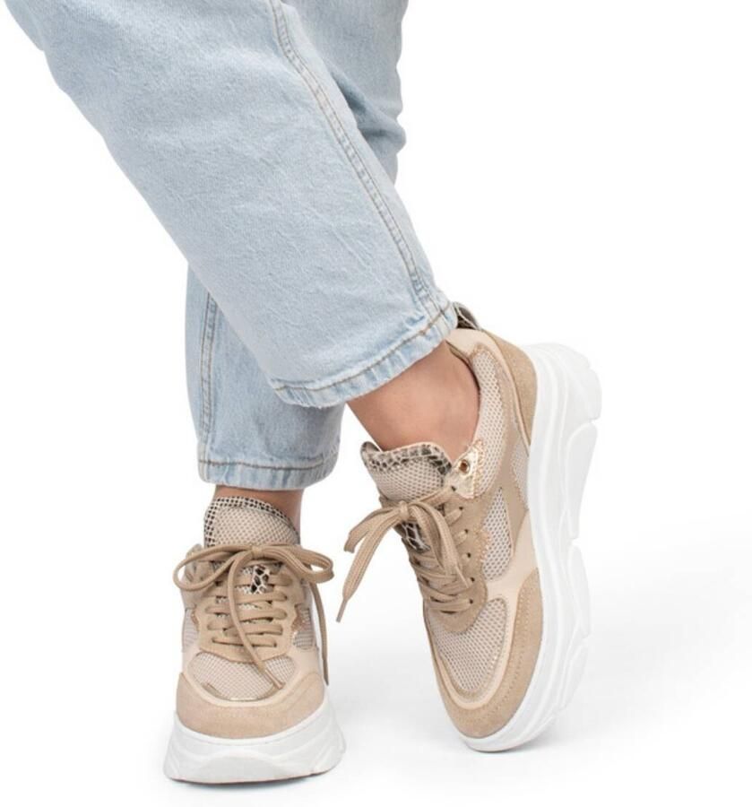 PS Poelman Jana Sneakers beige Leer Dames - Foto 2