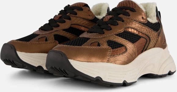 PS Poelman Sneakers Metallic bruin Leer Dames