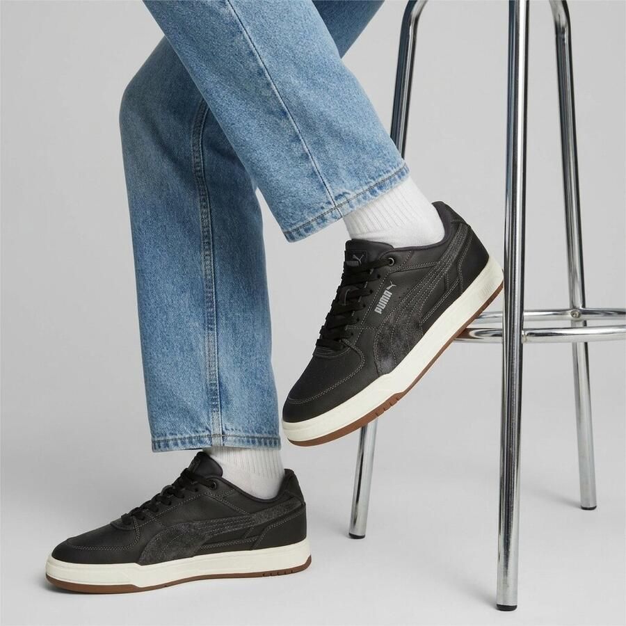 PUMA Caven III Crafted Leather Unisex Sneakers Black-Gray Echo-Moody Gray