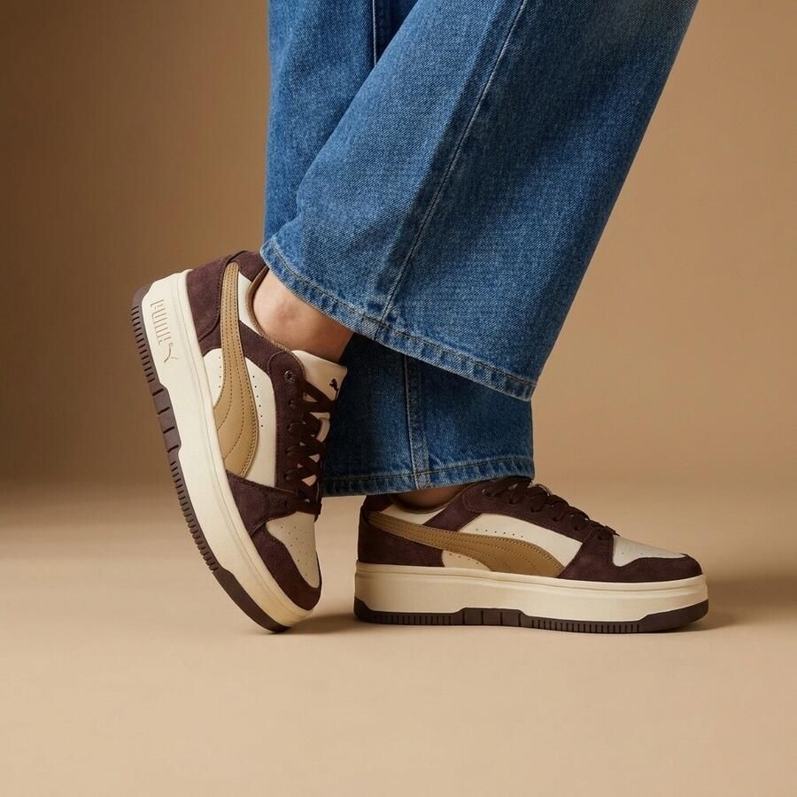 PUMA Rebound Femme Low SD Dames Sneakers Alpine Snow-Soft Taupe-Chocolate Fondue
