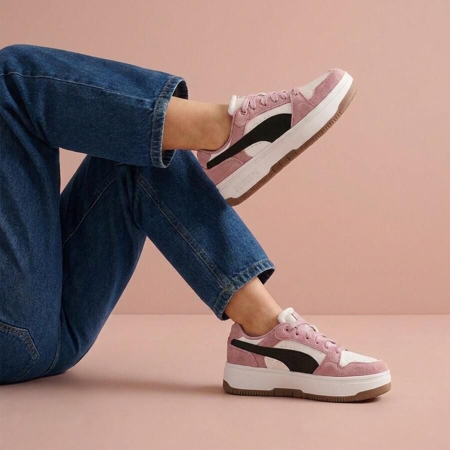 PUMA Rebound Femme Low SD Dames Sneakers White- Black-Poised Pink