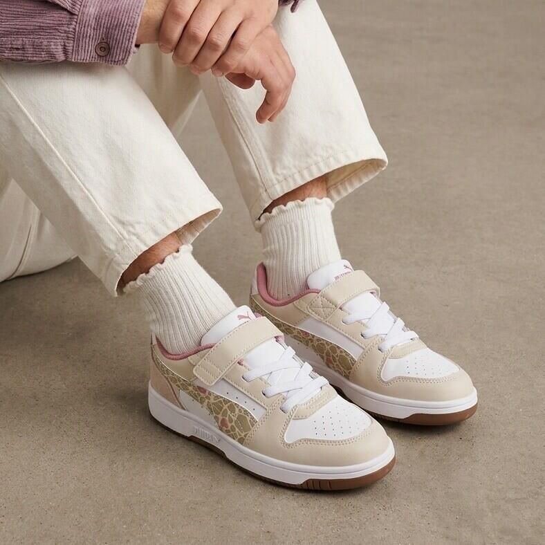 Puma Rebound Slam sneakers met panterprint ecru wit - Foto 4