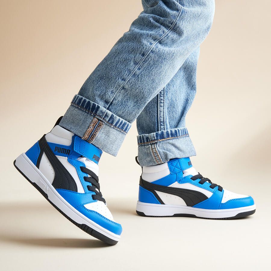 Puma Rebound v6 Mid V6 Mid sneakers wit zwart blauw Imitatieleer 28 - Foto 4