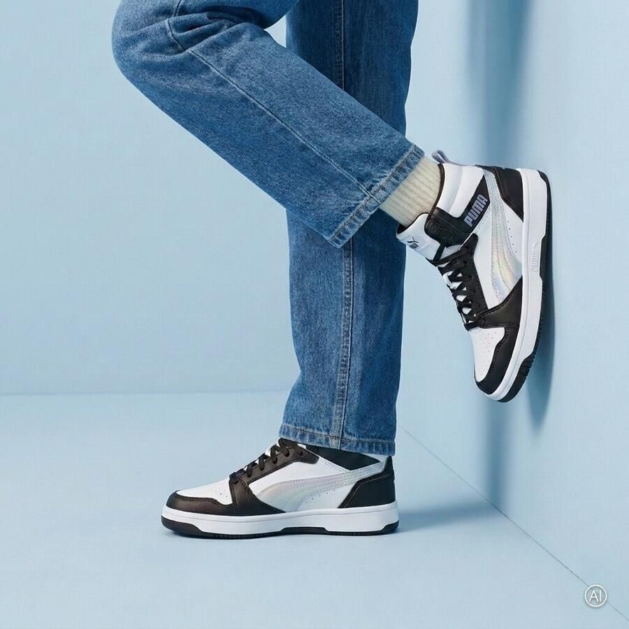 PUMA Rebound V6 Mid Space Belle Jr Meisjes Sneakers Black-Lilac Crush- White - Foto 4