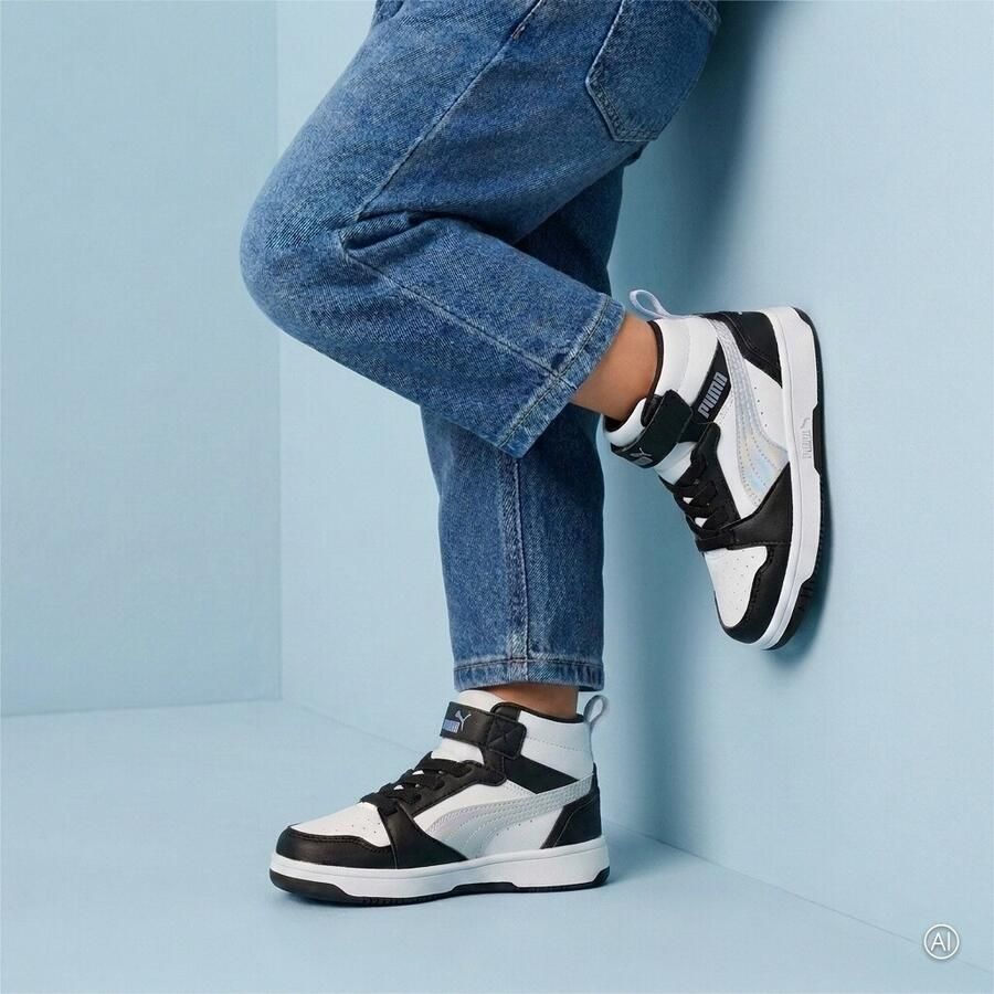 PUMA Rebound V6 Mid Space Belle AC+ PS Meisjes Sneakers Black-Lilac Crush- White