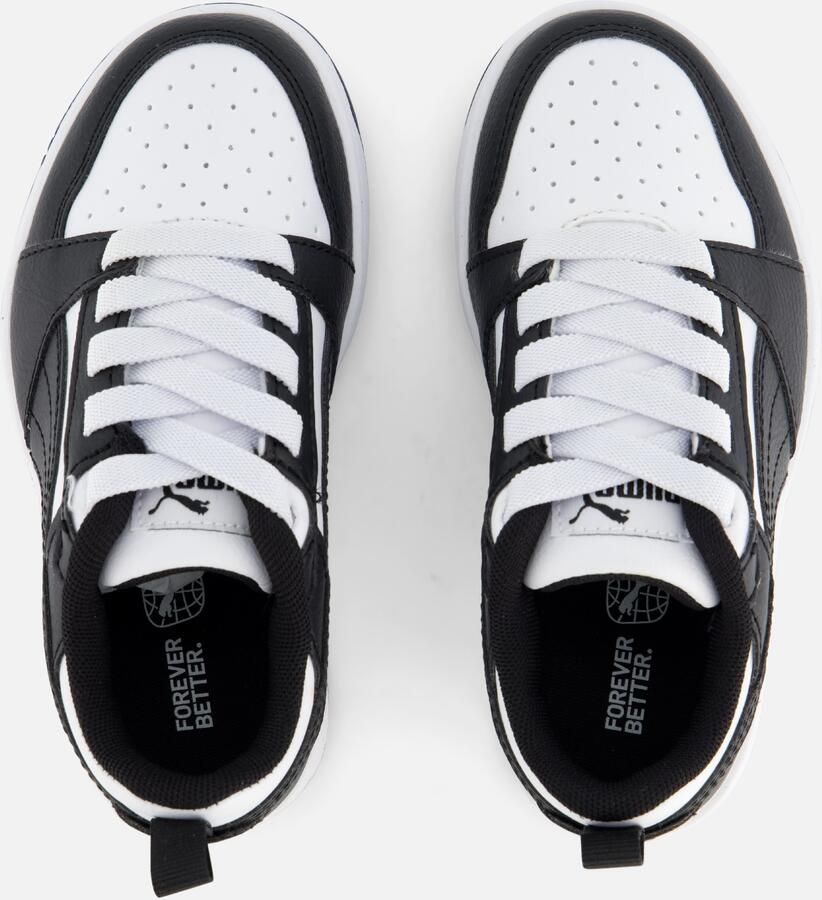 Puma Rebound V6 Lo sneakers wit zwart Jongens Meisjes Imitatieleer Meerkleurig 28 - Foto 4
