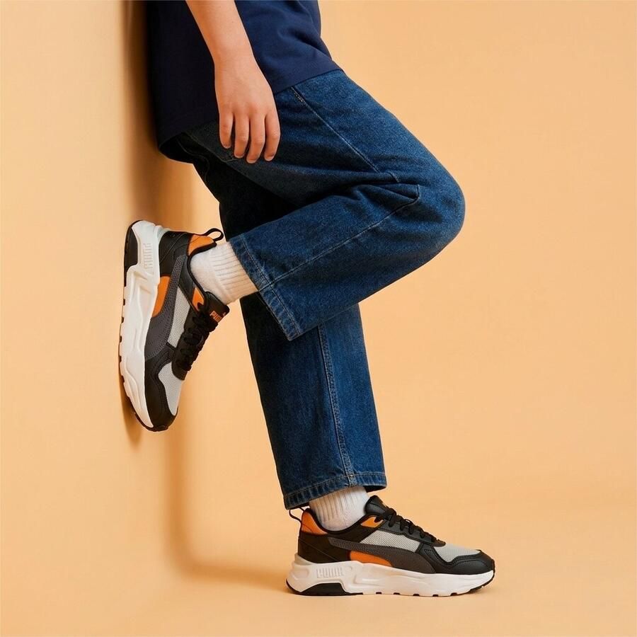Puma Trinity 2 LT mesh sneakers lichtgrijs oranje - Foto 4