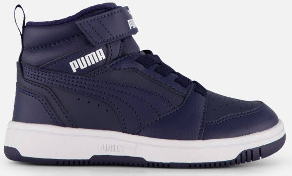 Puma Rebound V6 Mid sneaker donkerblauw Jongens Meisjes Imitatieleer 28 Sneakers