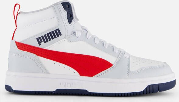 Puma Rebound v6 Mid V6 Mid sneakers lichtgrijs donkerblauw rood Jongens Meisjes Imitatieleer 39 - Foto 9
