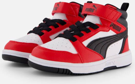 Puma Rebound v6 Mid V6 Mid sneakers wit zwart rood Imitatieleer 34 - Foto 4