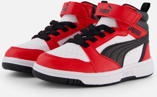 Puma Rebound V6 Mid Sneakers wit Imitatieleer