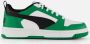 Puma Rebound V6 Lo sneakers wit zwart groen Jongens Meisjes Leer Meerkleurig 26 - Thumbnail 4