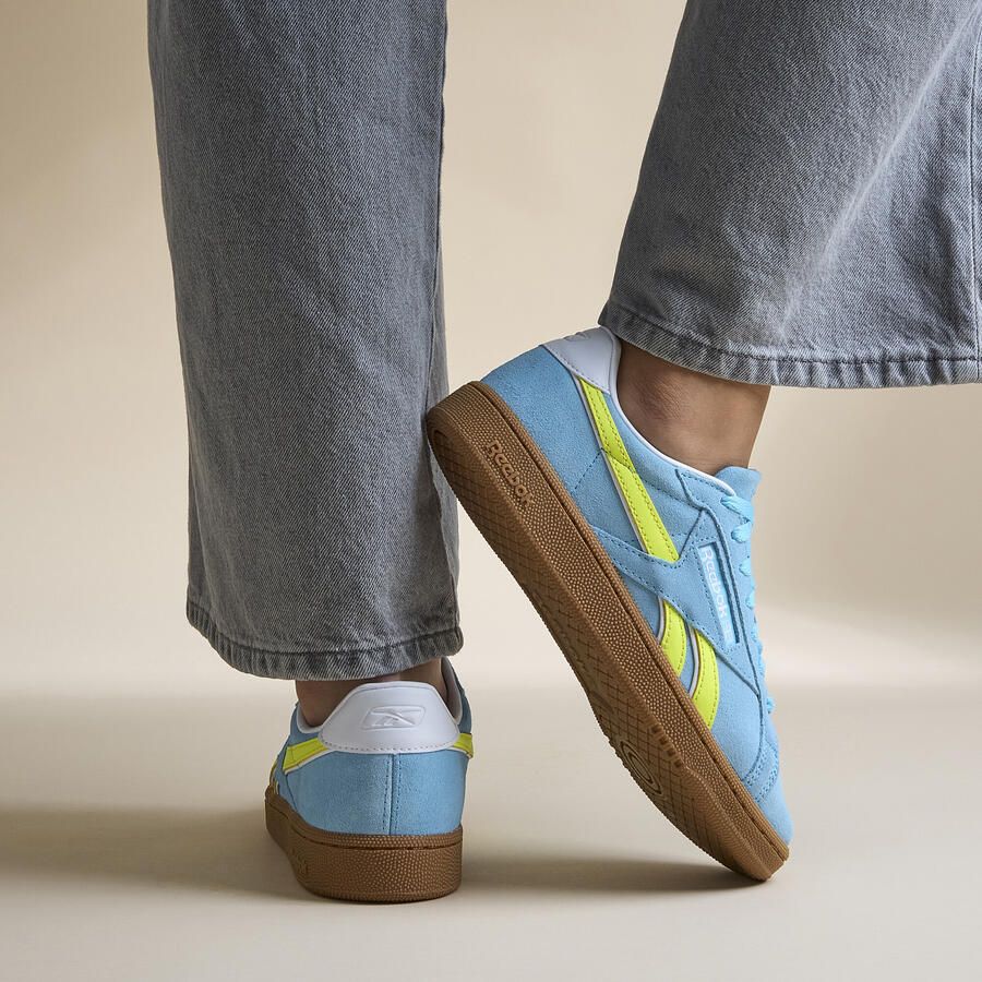 Reebok CLUB C GROUNDS UK Blauw SOLAR ACID YELLOW GUM Dames Sneakers Blauw - Foto 2