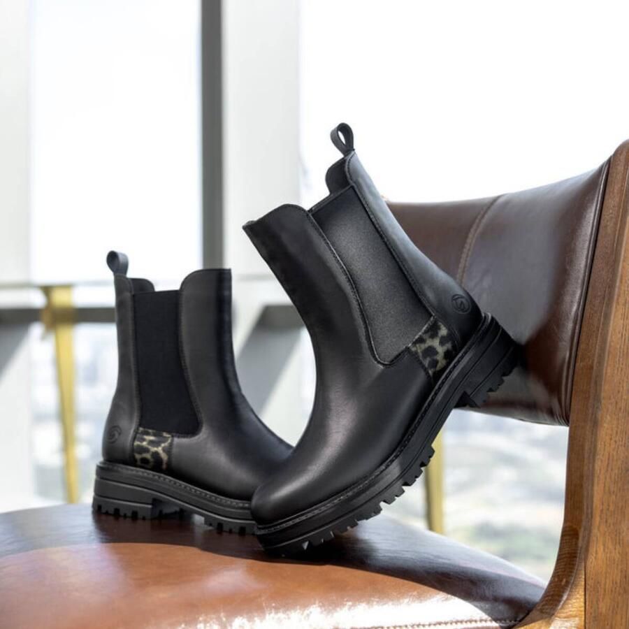 Remonte Chelsea-boots blokhak laarzen enkellaars met afwerking in leeuwenlook