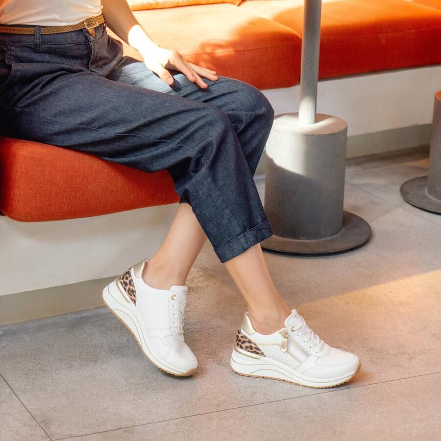 Remonte D0T10-82 Sneakers Wit met Panterprint op de hak Leer Dames Wit - Foto 3