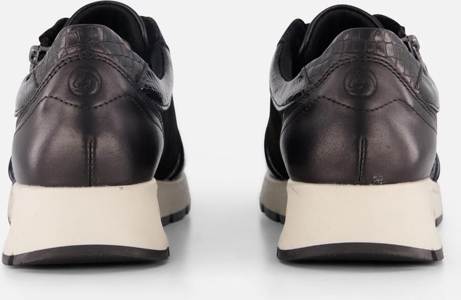 Remonte Zwarte Leren Dames Sneakers Slangenprint Zwart - Foto 4