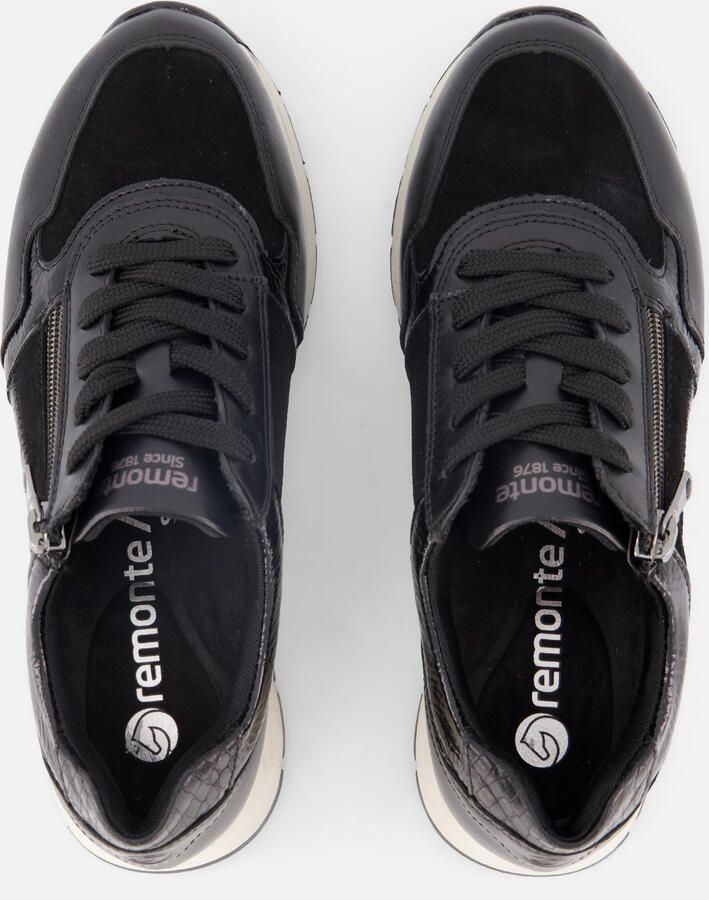 Remonte Zwarte Leren Dames Sneakers Slangenprint Zwart - Foto 3