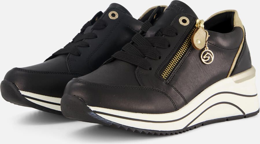 Remonte Stijlvolle Comfort Sneaker met Gouden Accenten Black Dames