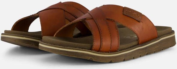 Rieker Bruine Gekruiste Band Leren Slipper Brown Heren