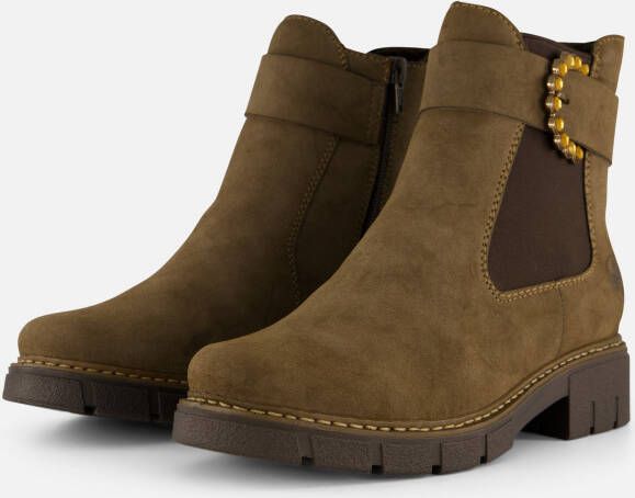 Rieker Chelsea-boots enkellaars instaplaarzen hakken met decoratieve gesp