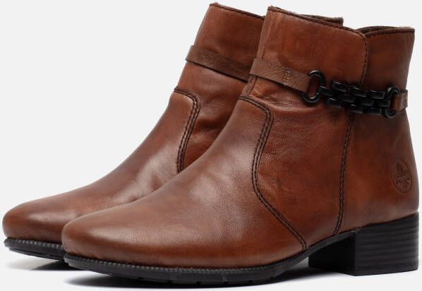 Rieker Stijlvolle cognac enkellaars met zwarte riem Bruin Dames