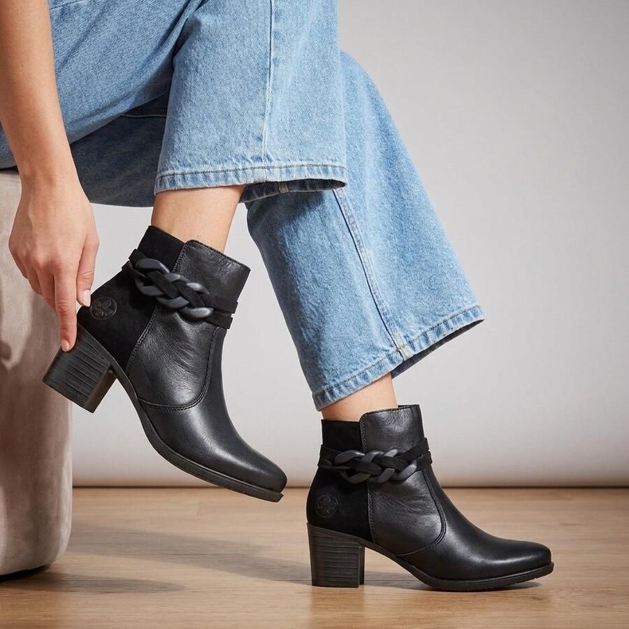 Rieker Enkellaarsjes zwart Synthetisch Dames