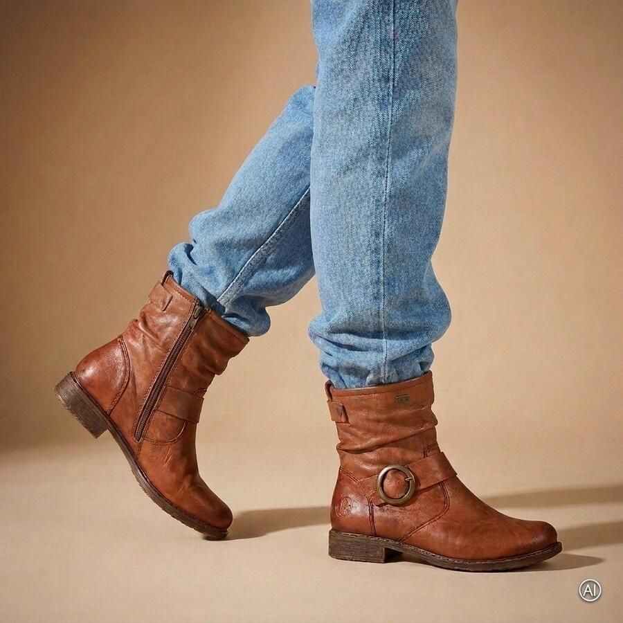 Rieker 74857-22 dames enkellaarzen gekleed bruin