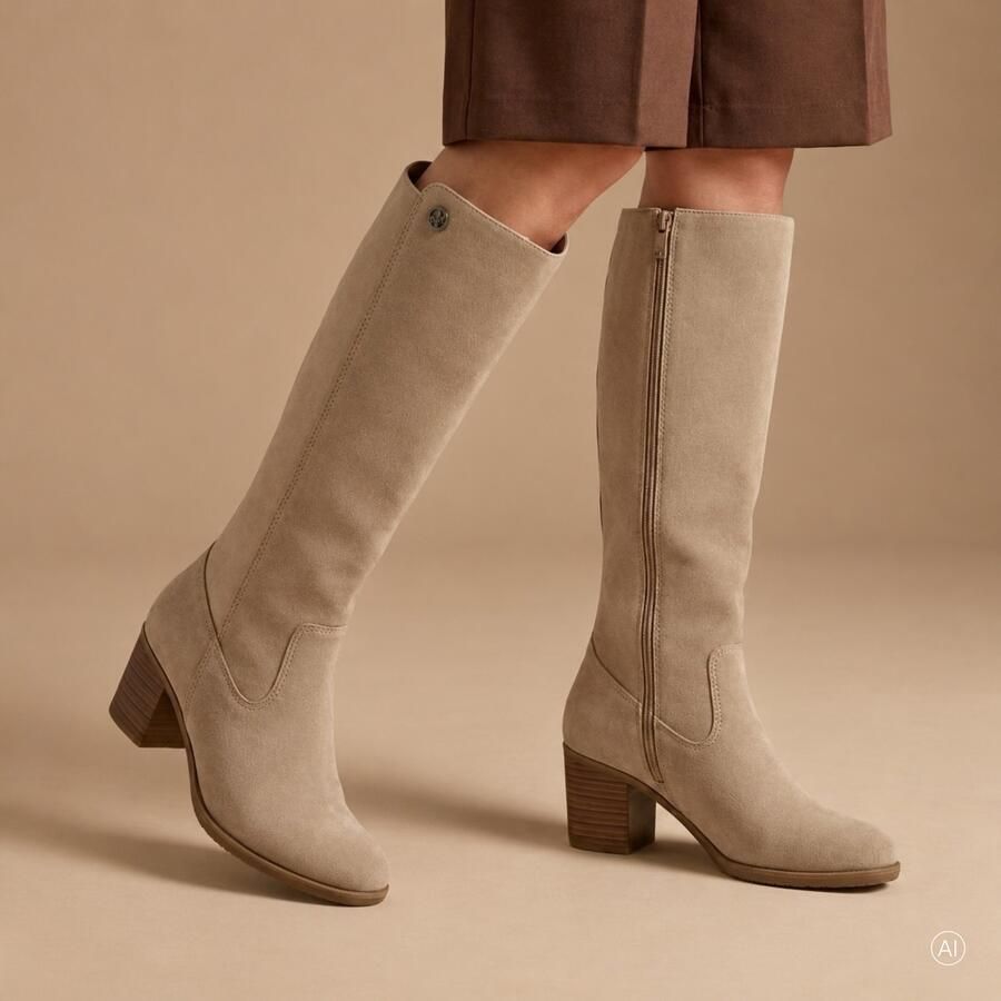 Rieker Hoge laarzen beige Suede Dames