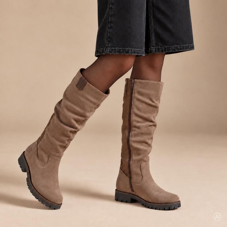 Rieker art. 78575 24 zand suede knielaars rits dames