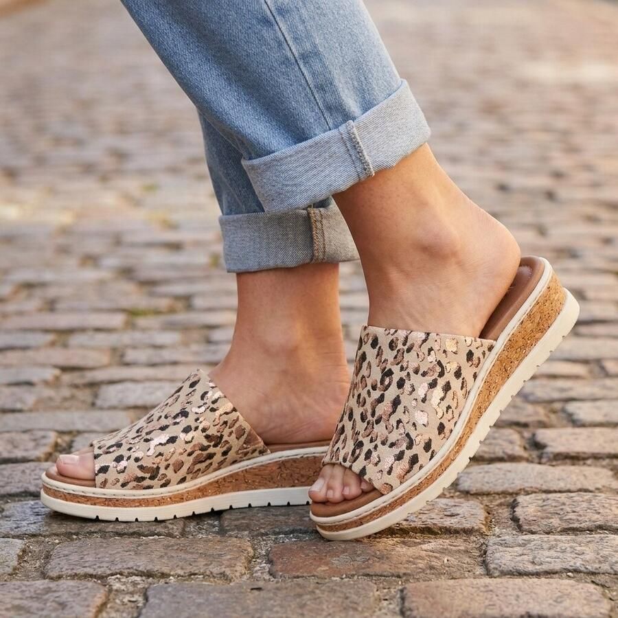 Rieker Leopard beige Slipper Synthetisch H-Leest